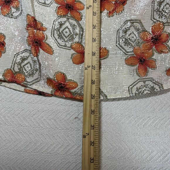Maggie Barnes Blouse Womens 18W Floral Button Orange Beige Short Sleeve Asian - Picture 9 of 9
